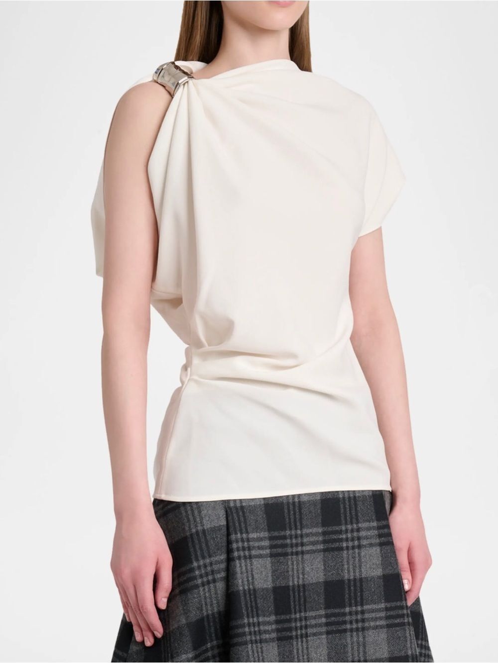 Proenza Schouler Malika Draped Short-Sleeve Top size 6